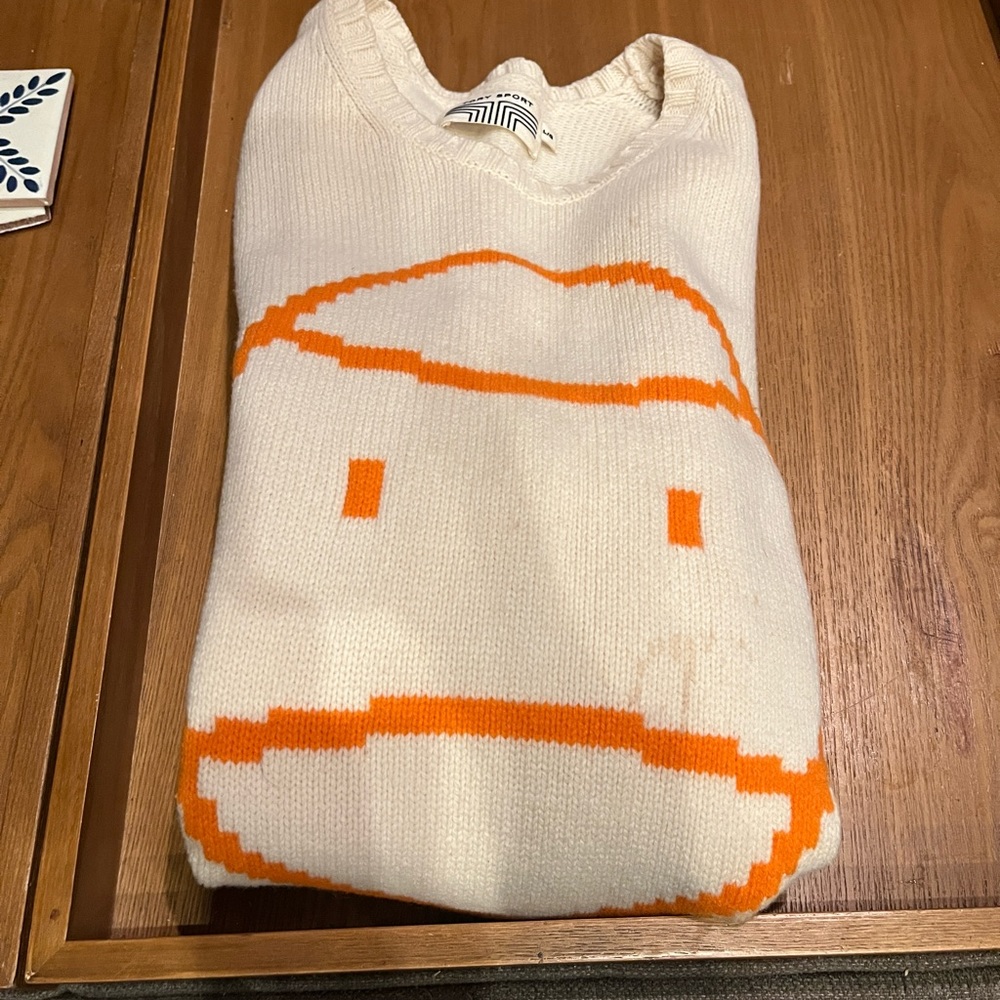 TORY BURCH SPORT Grumps tennis Sweater large w stain on front